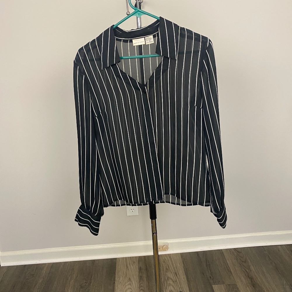Black with White Stripes business blouse